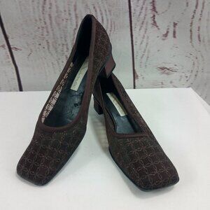 Nina Womens Classic Pump Block Heels Brown Glitter